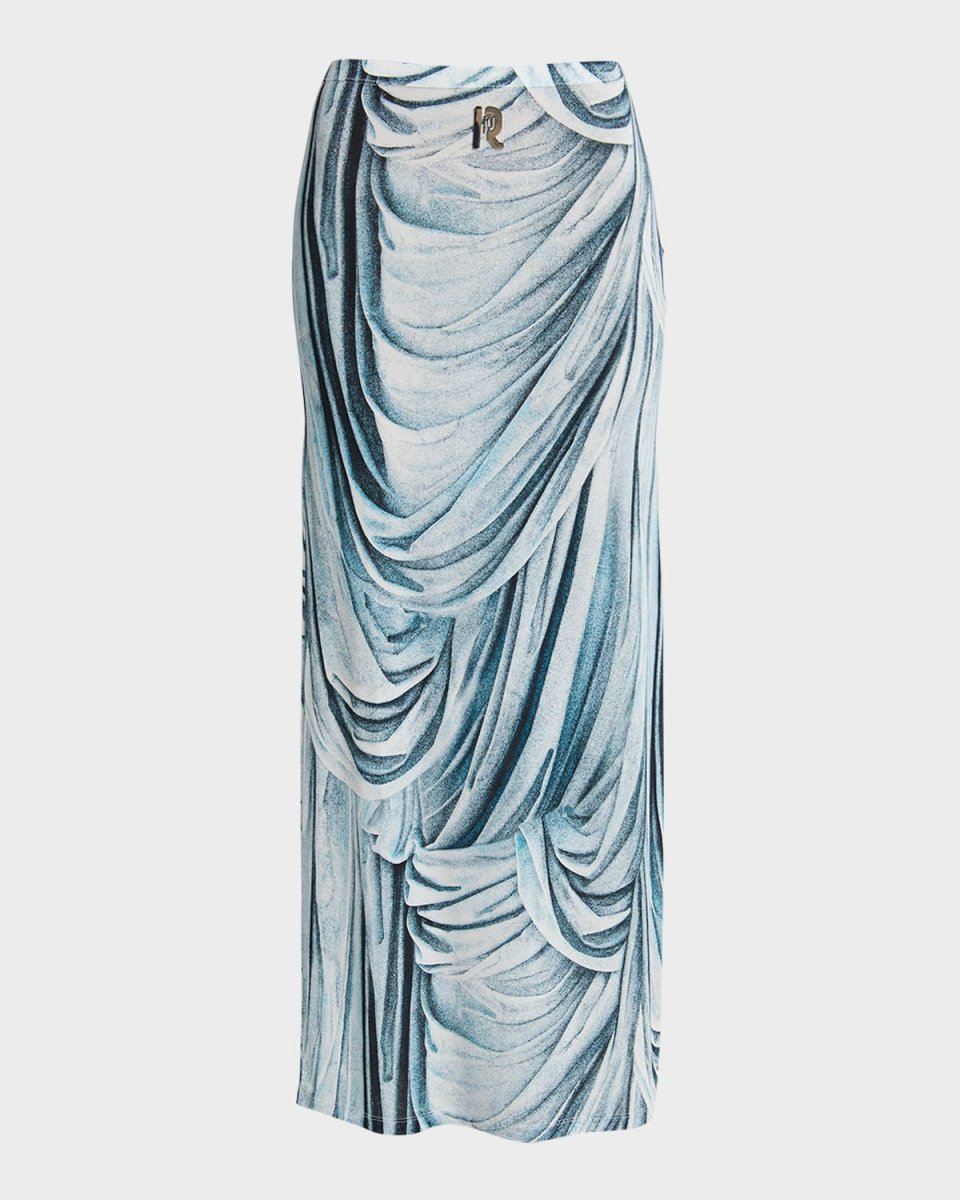 Draped Print Maxi Skirt